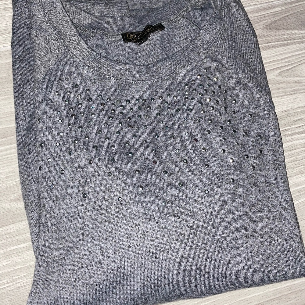 DG2 by Diane Gilman Studded Stretch Knit Top